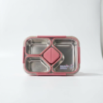 Stainless Steel Bento Lunch Box 4 Compartments 1020ml - Pink - Image 2