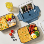 Lumo Living LeakSeal Bento Box with Phone Stand 1000/1400mL - Silver - Image 2