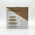 3-Piece Glass Food Storage Set with Bamboo Lids – Square - Image 2
