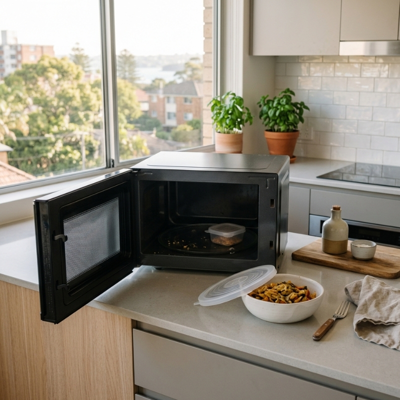 Inverter and conventional microwave comparison for reheating leftovers in an Australian kitchen.